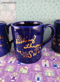 Vintage Eddie Bauer Home Christmas Blue Coffee Mugs Set/4, Like New