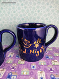 Vintage Eddie Bauer Home Christmas Blue Coffee Mugs Set/4, Like New