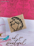 Vintage 2000 Stampin' Up "Happy Hedgehog" Valentine's Hearts Wooden Block/Rubber Stamp