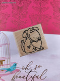 Vintage 2000 Stampin' Up "Happy Doggy" Valentine's Hearts Wooden Block/Rubber Stamp