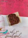 Vintage 2000 Stampin' Up "Happy Doggy" Valentine's Hearts Wooden Block/Rubber Stamp