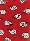 Vintage Cute Lil' Snail Red & White Fabric Remnant, 2 yd x 40", Nice / Clean