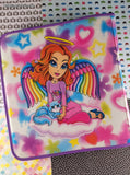 Vintage Lisa Frank Angel Soft Plastic 3-Ring Purple Binder Full Zip