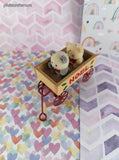 Vintage Christmas Noel Teddy Bear Duo in Wagon Ornament, Like New
