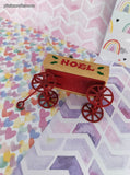Vintage Christmas Noel Teddy Bear Duo in Wagon Ornament, Like New