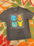 Pokemon Starters Men's/Unisex Graphic T-Shirt Dark Gray Size Large