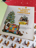 Vintage 1958 The Animals' Merry Christmas Big Little Golden Book Hardcover