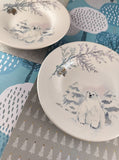 Vintage Pfaltzgraff Winter Frost Snowy Polar Bear Bread & Butter Plates 6.5" Set/2, Clean