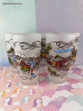 Vintage Currier & Ives Frosted Glass Tumblers 5.75" Set/5
