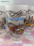 Vintage Currier & Ives Frosted Glass Tumblers 5.75" Set/5