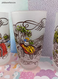Vintage Currier & Ives Frosted Glass Tumblers 5.75" Set/5