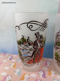 Vintage Currier & Ives Frosted Glass Tumblers 5.75" Set/5