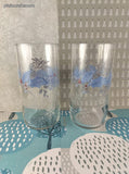 Vintage Pfaltzgraff Winter Frost Snowy Glass Tumblers 5.75" Set/2, Like New