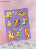 Vintage 1984 Hallmark Easter Bunnies Chicks Eggs Full Sticker Sheet, Unused