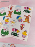 Vintage Amscan Easter Bunnies Chicks Flowers Full Sticker Sheets Set/2