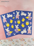 Vintage Amscan Easter Bunnies Chicks Baskets Full Sticker Sheets Set/2