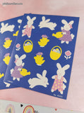 Vintage Amscan Easter Bunnies Chicks Baskets Full Sticker Sheets Set/2