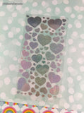 Vintage "Pink & Red Hearts" Shimmer Shiny Full Sticker Sheet, Unused