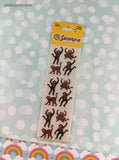 Vintage Sandylion Stickers, FUZZY "Cute Lil' Monkeys", 1 Sheet New & Sealed