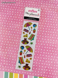 Mrs. Grossman's Limited Edition Beach Time SHINY Full Sticker Sheet Set/2, NEW & Sealed