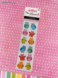 Mrs. Grossman's Limited Edition Fancy Owls SHINY Full Sticker Sheet Set/2, NEW & Sealed