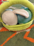 NWT Squishmallows Green Easter Basket w/Valentina & Ferdie 4”-5” Squishmallows