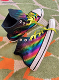 Converse All Stars Hi Tops Rainbow SHINY M5 W7 Sneakers