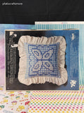 Vintage Valiant Crafts YKI Blue Butterfly Chicken Scratch Pillow Kit NEW
