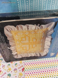 Vintage Valiant Crafts YKI Yellow Floral Chicken Scratch Pillow Kit NEW