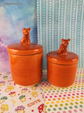 Threshold Orange Fox Wildlife Stoneware Jars Canisters w/Lids Set/2