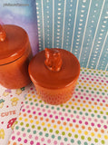 Threshold Orange Fox Wildlife Stoneware Jars Canisters w/Lids Set/2