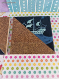 Nautical Themed Ship + Whale Set/2 Tile & Cork Coasters Square