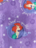 Walt Disney's The Little Mermaid "Watch Me Sparkle" Purple Fabric Remnant, 23" x 41", Nice / Clean