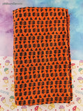 Vintage Halloween Orange & Cute Lil' Black Cats Fabric Remnant, 44" x 51", Nice / Clean
