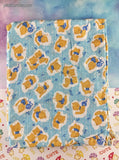Vintage Cute Lil' Kitty w/ Blue Bow Fabric Remnant, 33" x 41", Nice / Clean