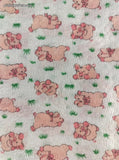 Vintage Wamsutta OTC Cute Lil' Piglets Fabric Remnant, 33" x 46", Nice / Clean