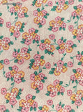 Vintage Pink Yellow White Floral Fabric Remnant, 18" x 22", Nice / Clean