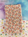 Vintage Pink Yellow White Floral Fabric Remnant, 18" x 22", Nice / Clean
