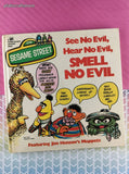 Vintage 1975 Sesame Street See No Evil Hear No Evil Smell No Evil Golden Scratch & Sniff Illustrated Hardcover