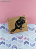 Vintage 1995 PSX F-1554 Silly Beaver Wooden Block/Rubber Stamp