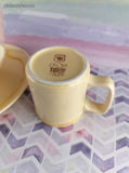 Vintage 1984 Ebeling & Reuss Yellow White Embossed Ducks Setting For One Plate, Bowl, Mug, Like New