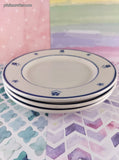 RARE Vintage IKEA 15914 Italy Blue Flowers Set/3 Salad/Bread Plates 7.75", Like New