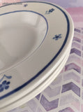 RARE Vintage IKEA 15914 Italy Blue Flowers Set/3 Shallow Soup Bowls 8.75", Like New