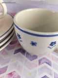 RARE Vintage IKEA 15914 Italy Blue Flowers Set/3 Tea Cups w/Saucers, Like New