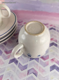 RARE Vintage IKEA 15914 Italy Blue Flowers Set/3 Tea Cups w/Saucers, Like New