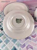 RARE Vintage IKEA 15914 Italy Blue Flowers Set/3 Tea Cups w/Saucers, Like New
