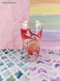 Vintage MCM Red Carnation Small Glass Juice Cup Tumbler, Like New