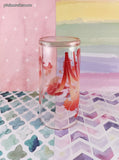 Vintage MCM Red Carnation Small Glass Juice Cup Tumbler, Like New