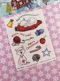 Vintage Suzy's Zoo Wags and Whiskers Cute Christmas Kitty #90061 Full Sticker Sheet