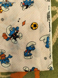 Vintage Smurfs Sports Music Notes Fabric Remnant/Homemade Curtains 43" x 74"